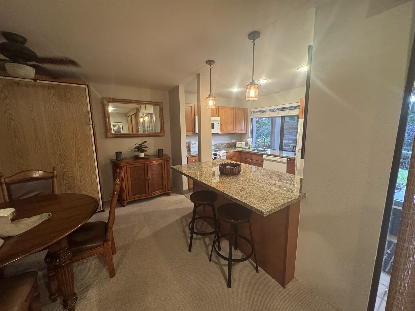 Open Kitchen/LR/DR with Murphy bed