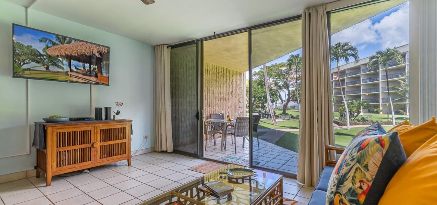 Ground floor, partial ocean and gorgeous garden views from the living room!