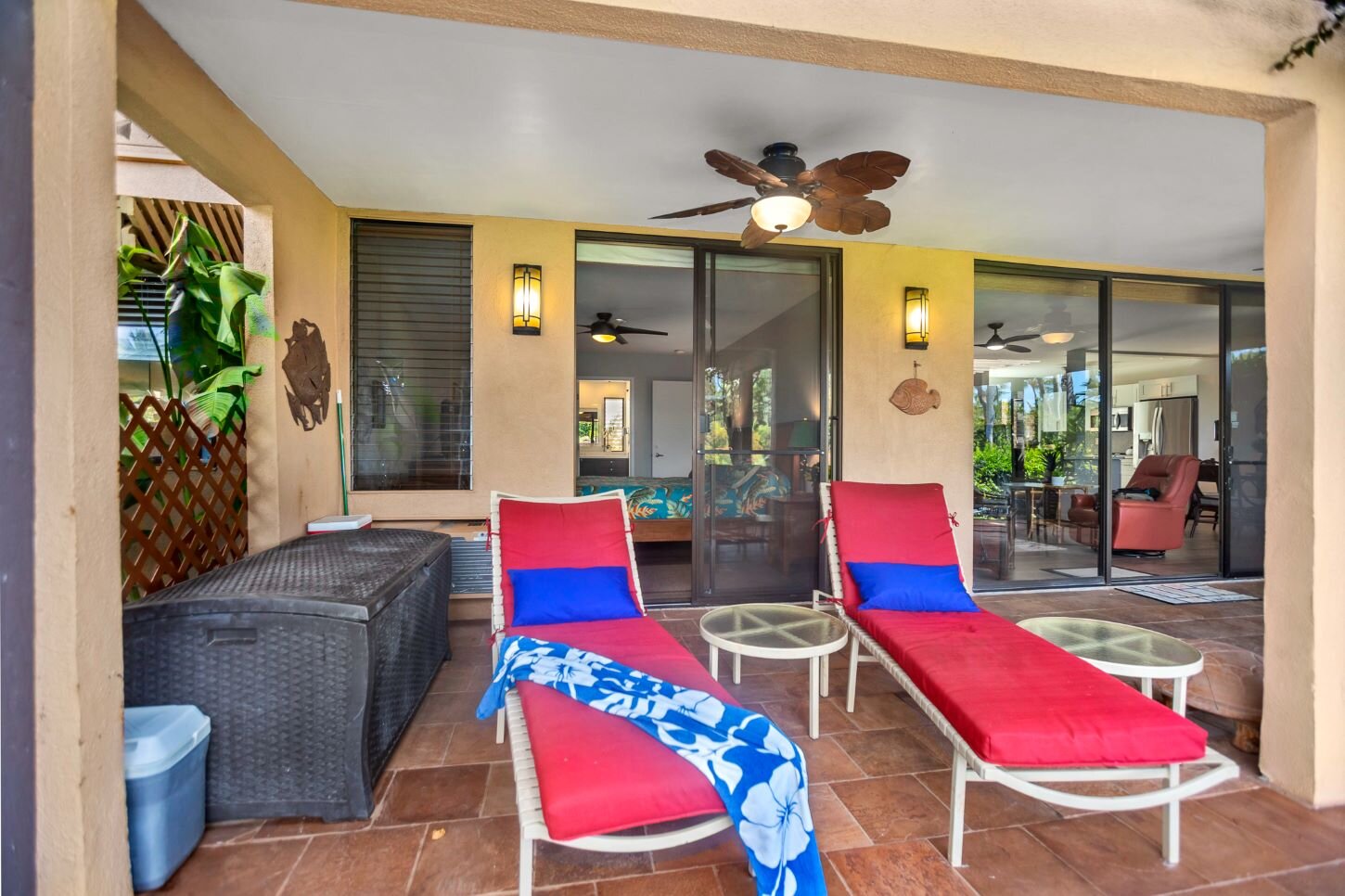 Relax on our comfortable lounge chairs in this mostly private lanai.