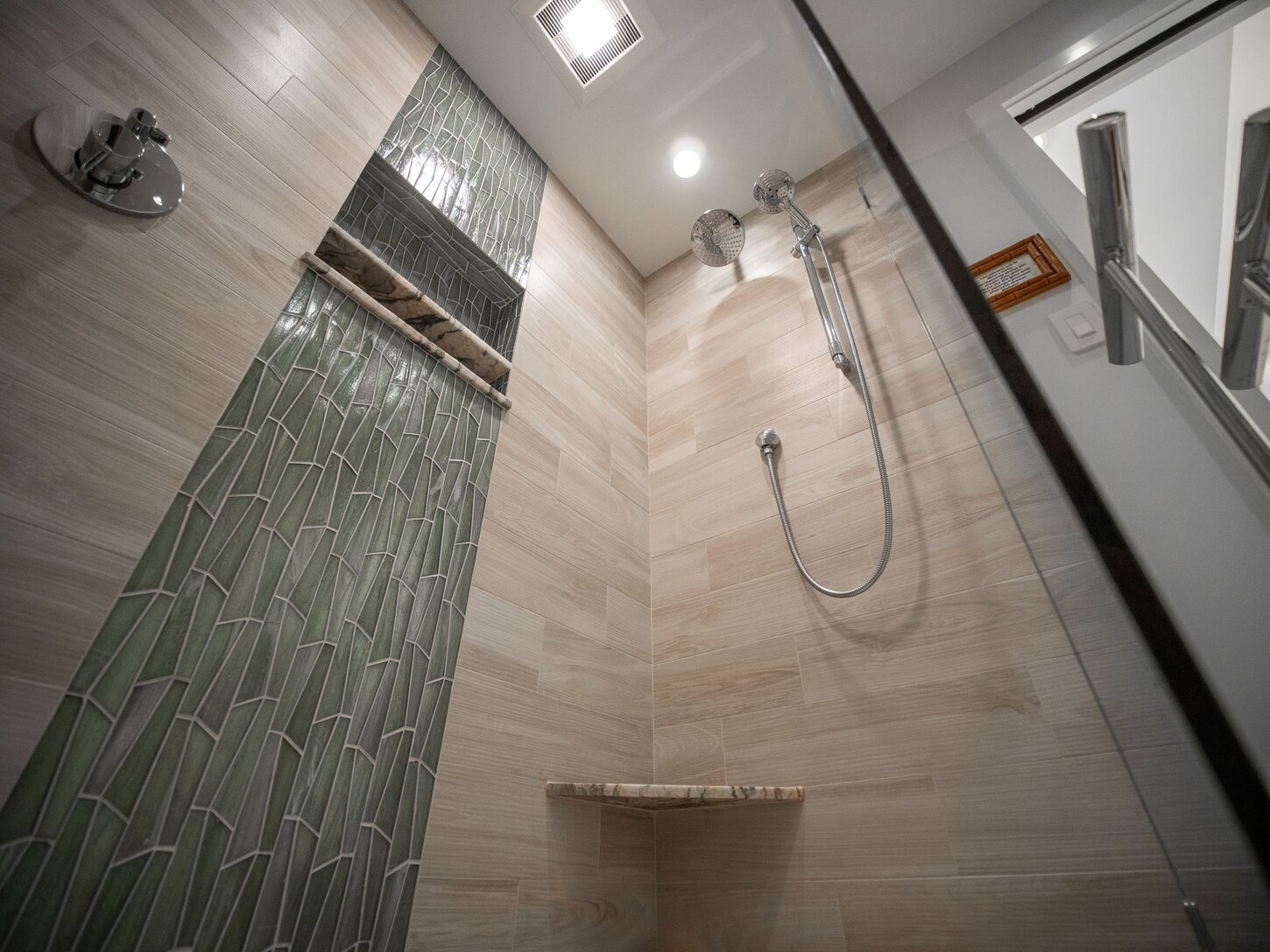 Master bathroom shower with Hansgrohe fixtures
