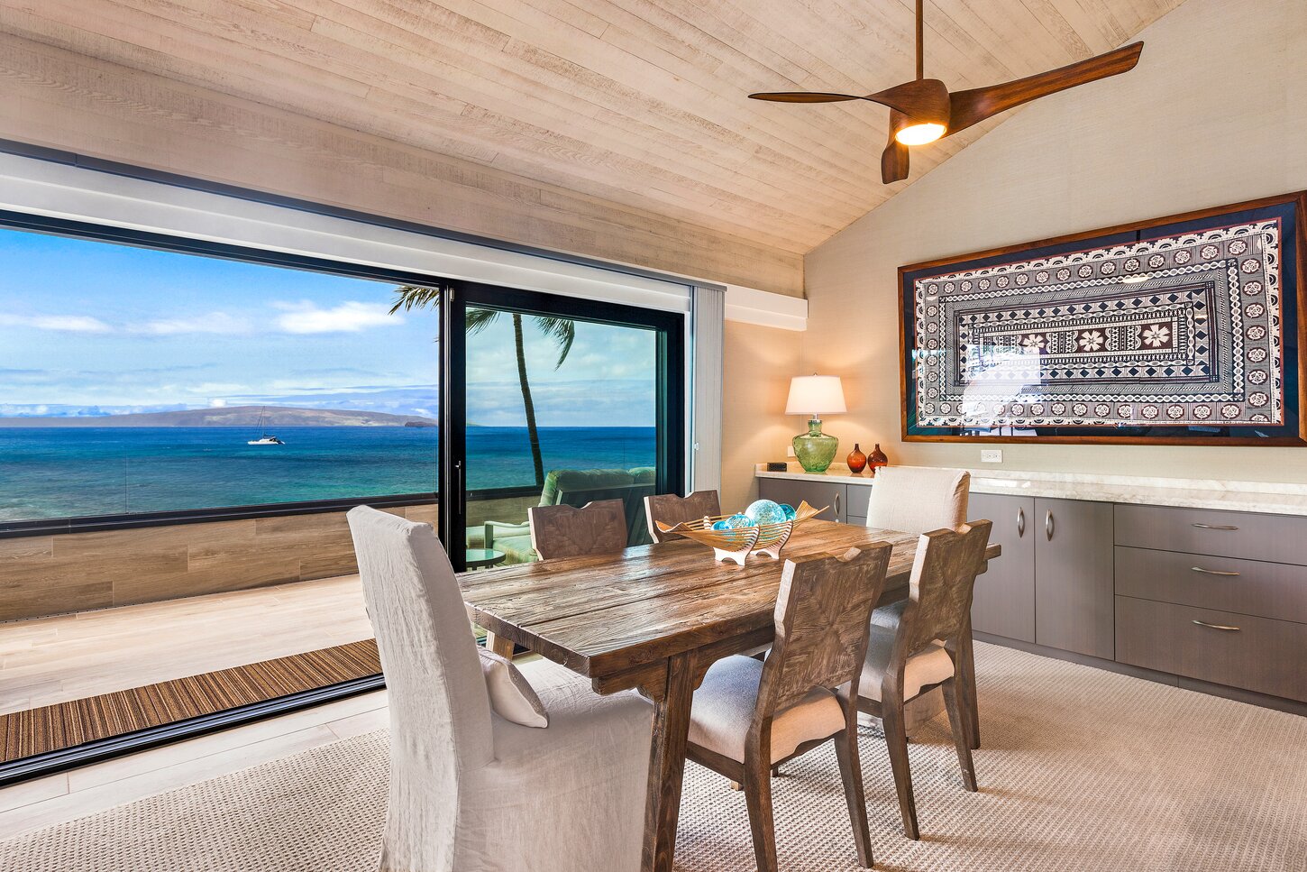 Dining table with ocean views