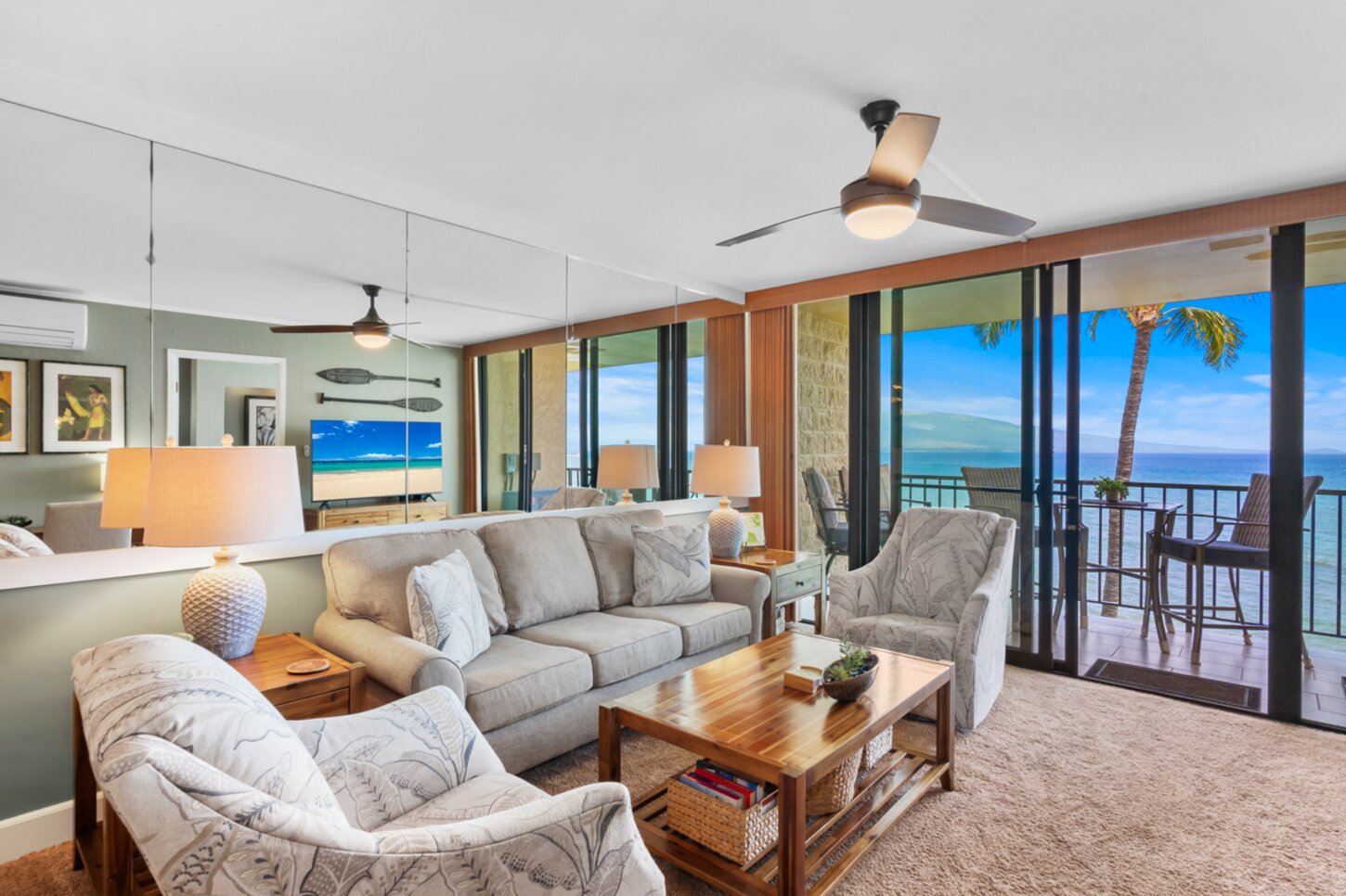 Comfy living room with seating for 5