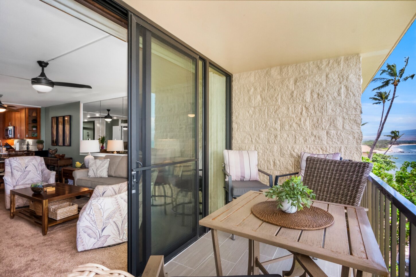 Lanai with tall table and chairs for 4