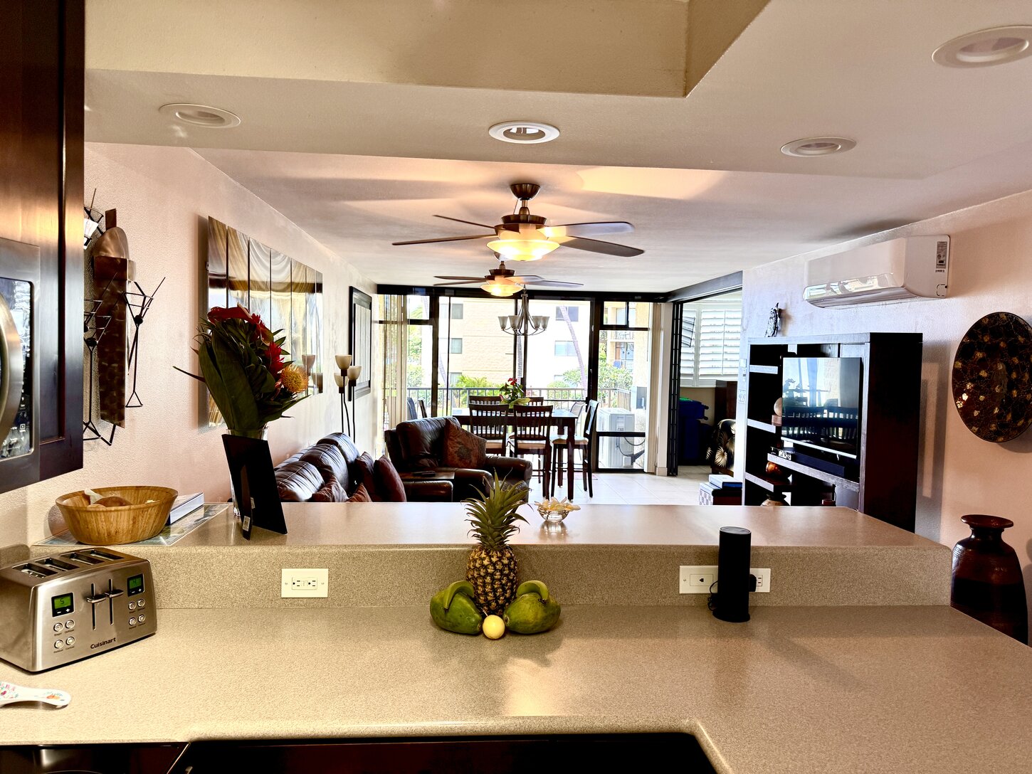 Kitchen into living room