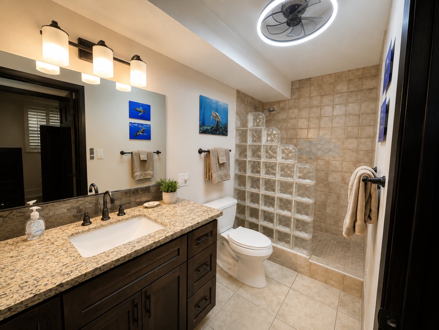 Second bath room w/ open shower area