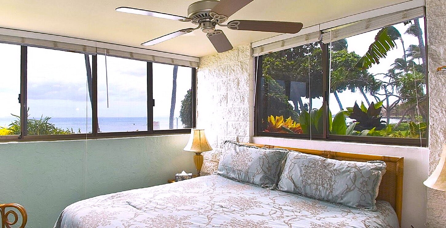 Amazing views from the main bedroom's corner windows of both sides of the beach.