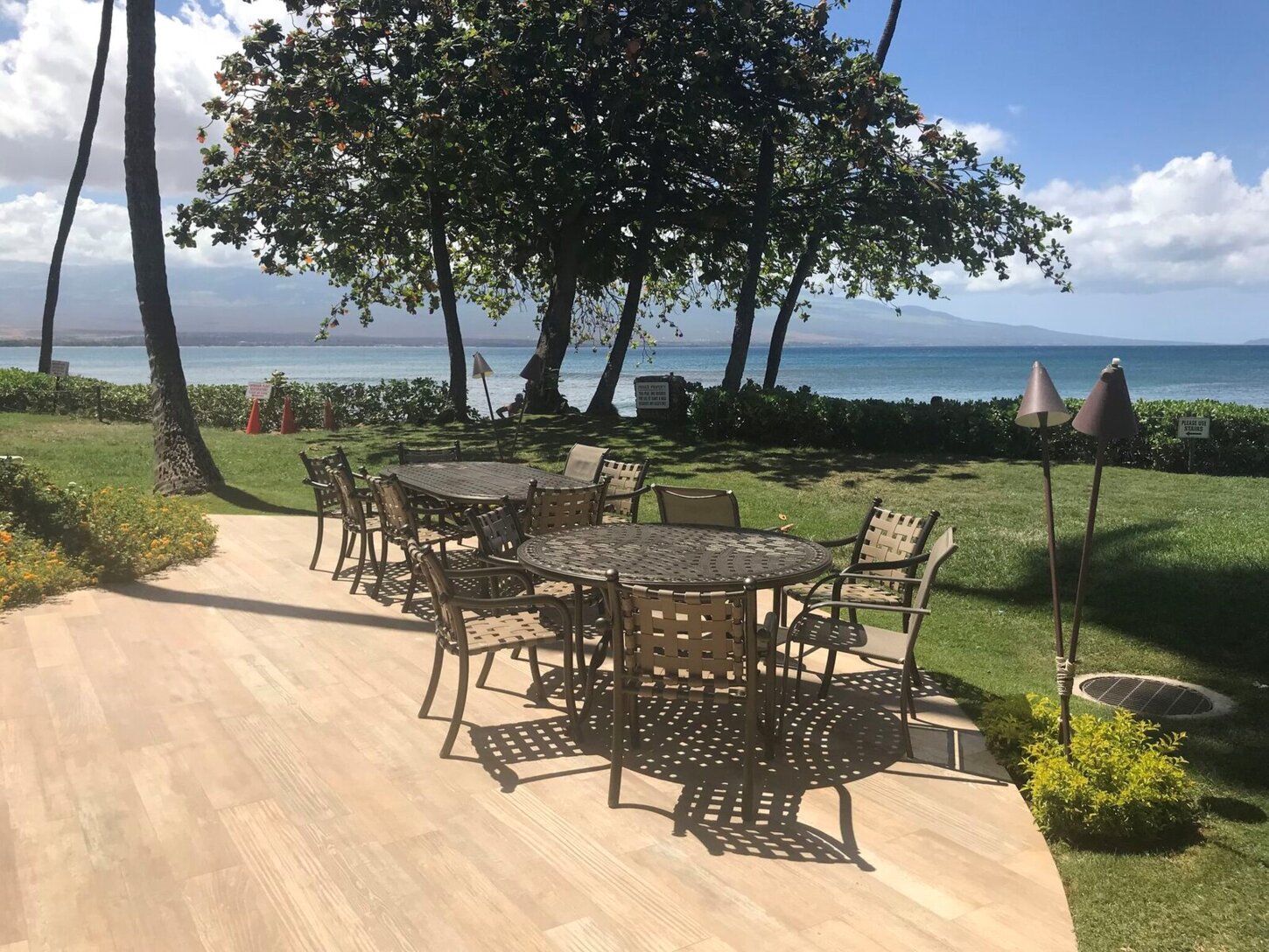Dining next to the pool, with ocean views for larger groups.