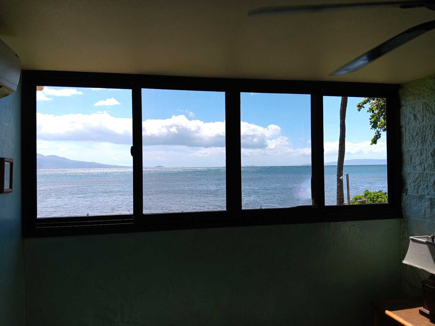 View from main bedroom of Maui's entire south coast, from Kihei down to Wailea.