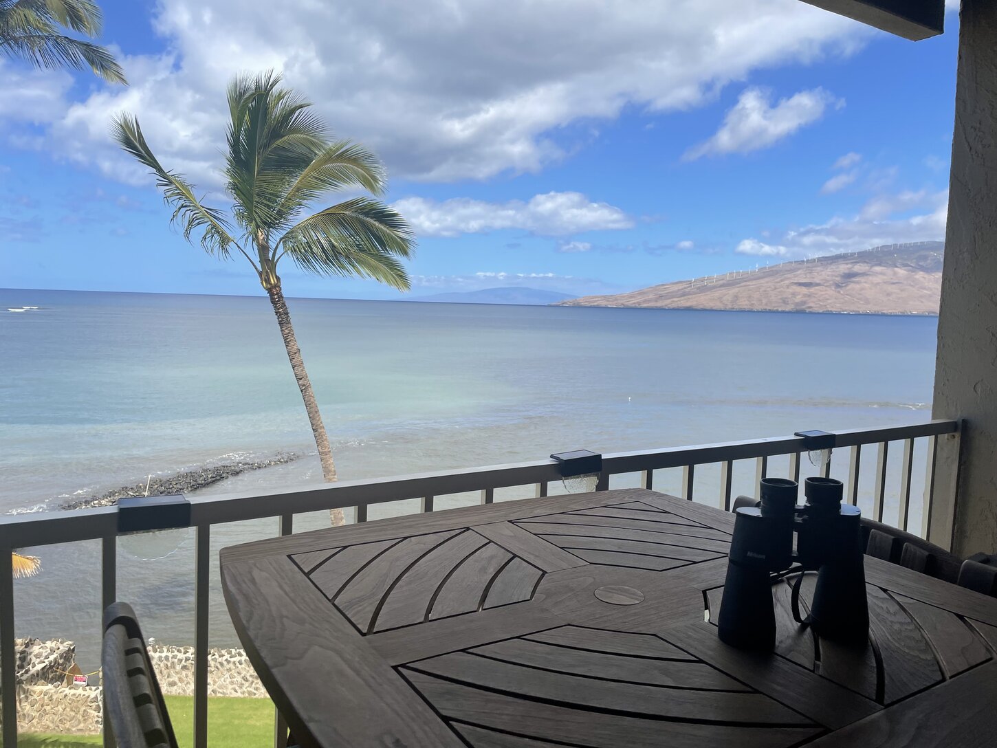 From the lanai looking west toward Maalaea. Whales gather here in season