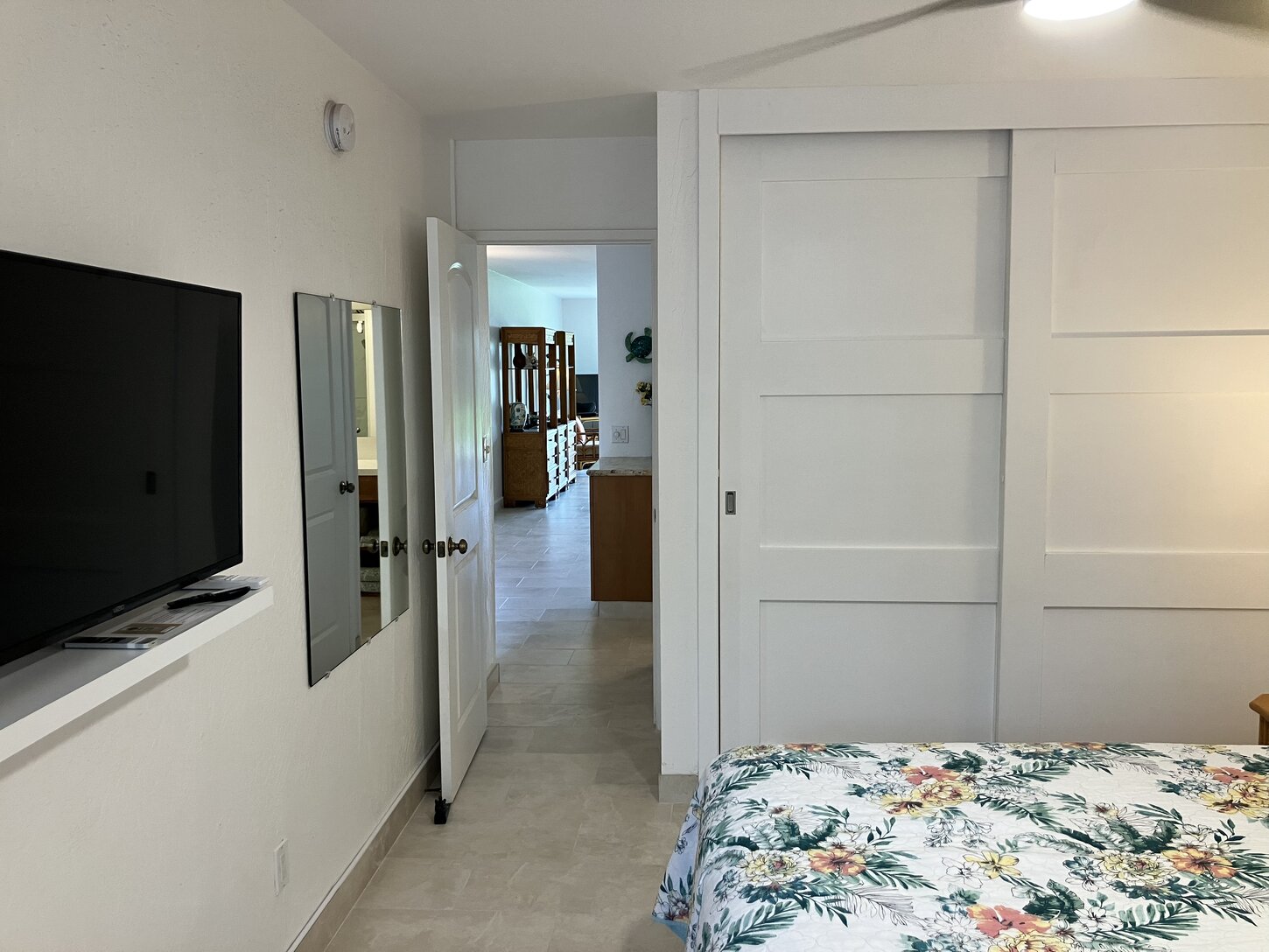 Looking from the bedroom towards the living room