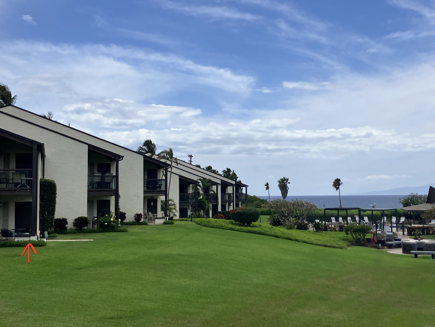 View from common area grass towards the ocean