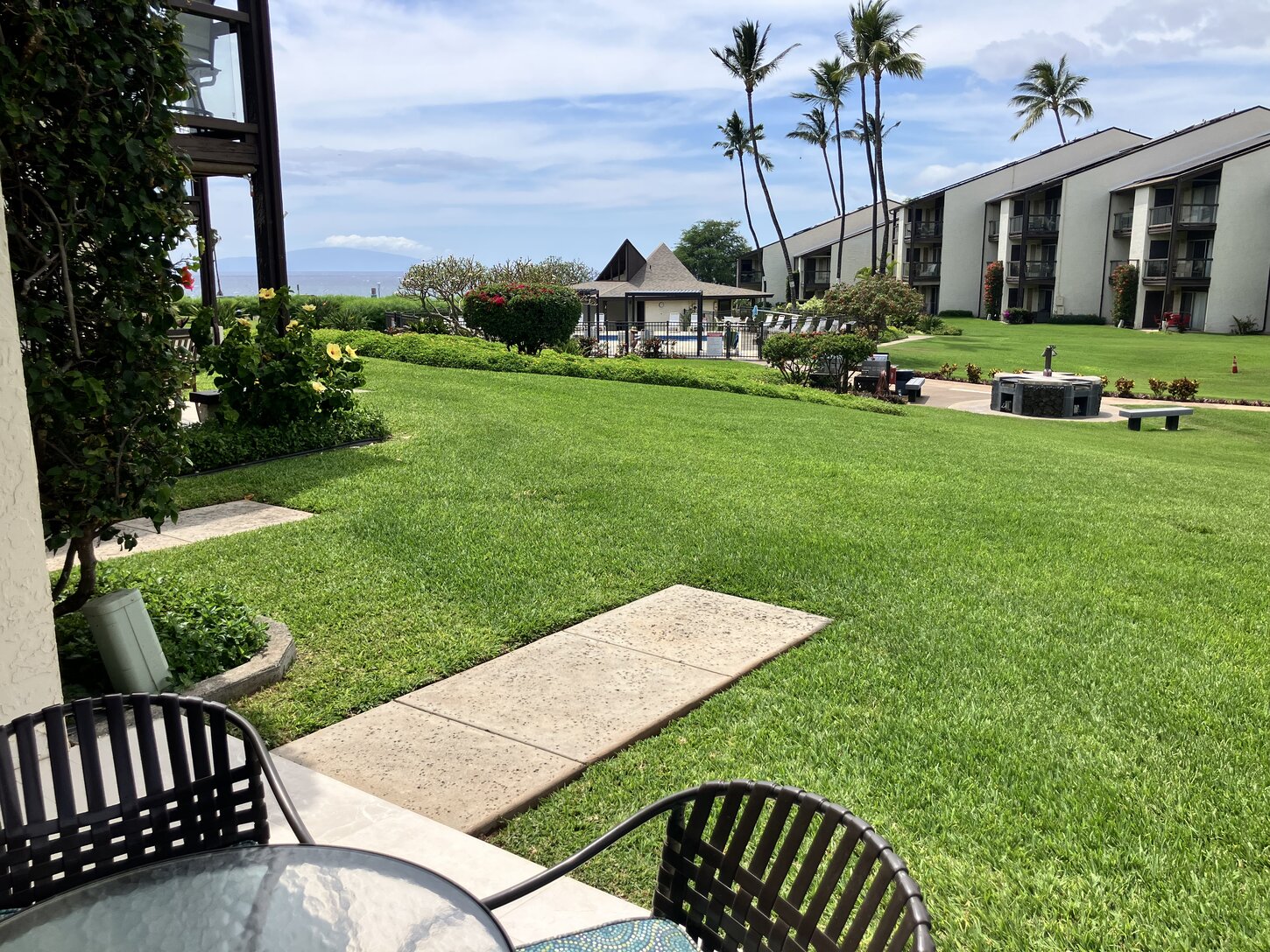 View from lanai toward main office and the lower pool.